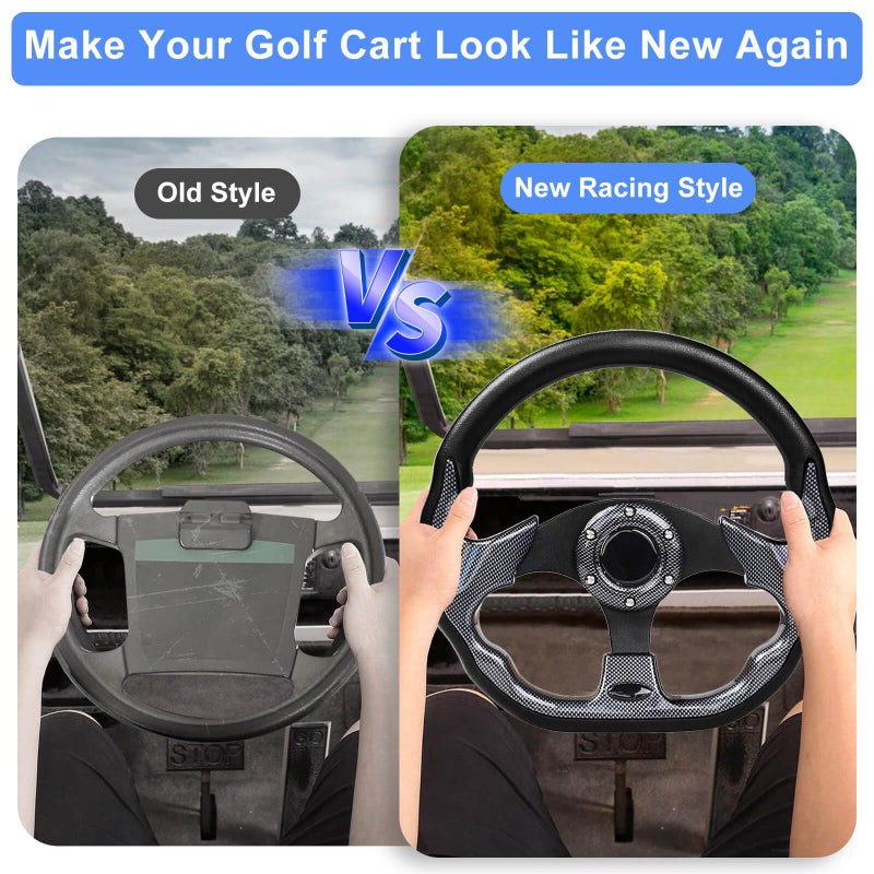 MOSNAI Golf Cart Steering Wheel, Fit EZGO TXT RXV, Club Car DS Precedent Tempo, Yamaha G2-G29 Most Golf Cart, Universal Golf Steering Wheel, Ergonomic Design, D Shape Design - Image 3